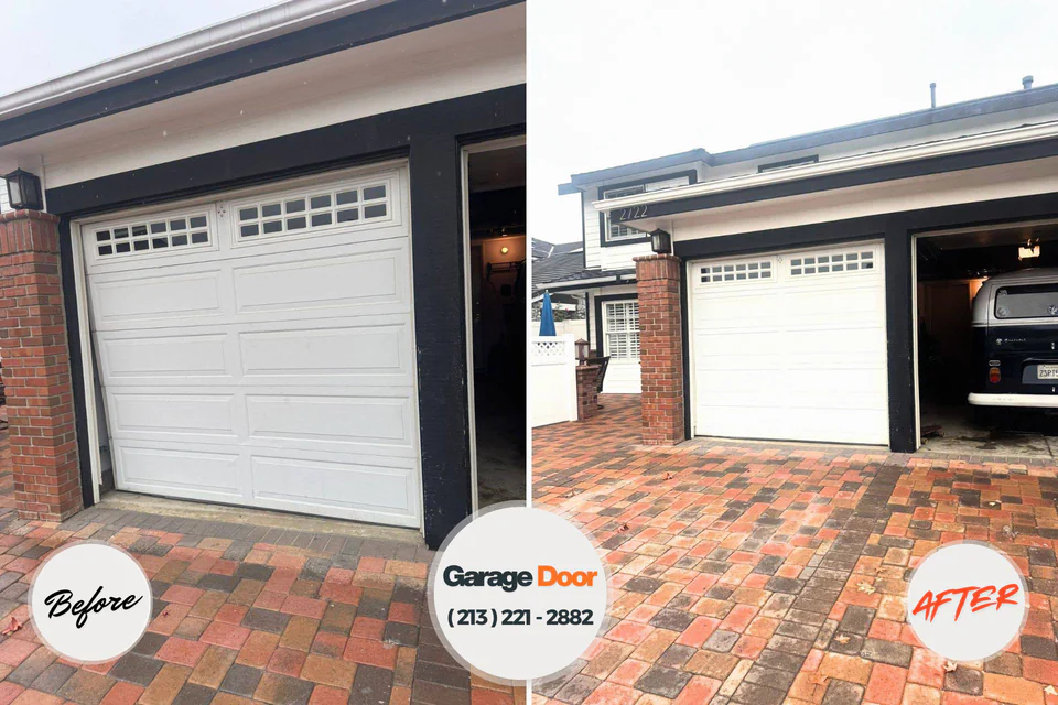 Before and after: garage door repair Thornville, OH